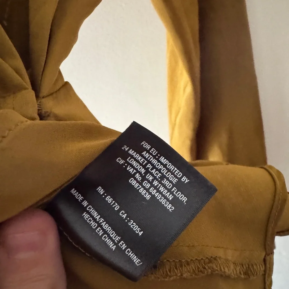 Anthropologie x Moulinette Soeurs Brynn Drapey Satin Faux Wrap Tie Brown Blouse - Picture 7 of 9